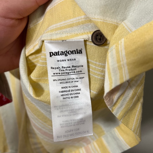Patagonia Kamala Maxi Skirt Yellow Stripe Organic Cotton Hemp Blend Pockets M - Picture 6 of 11